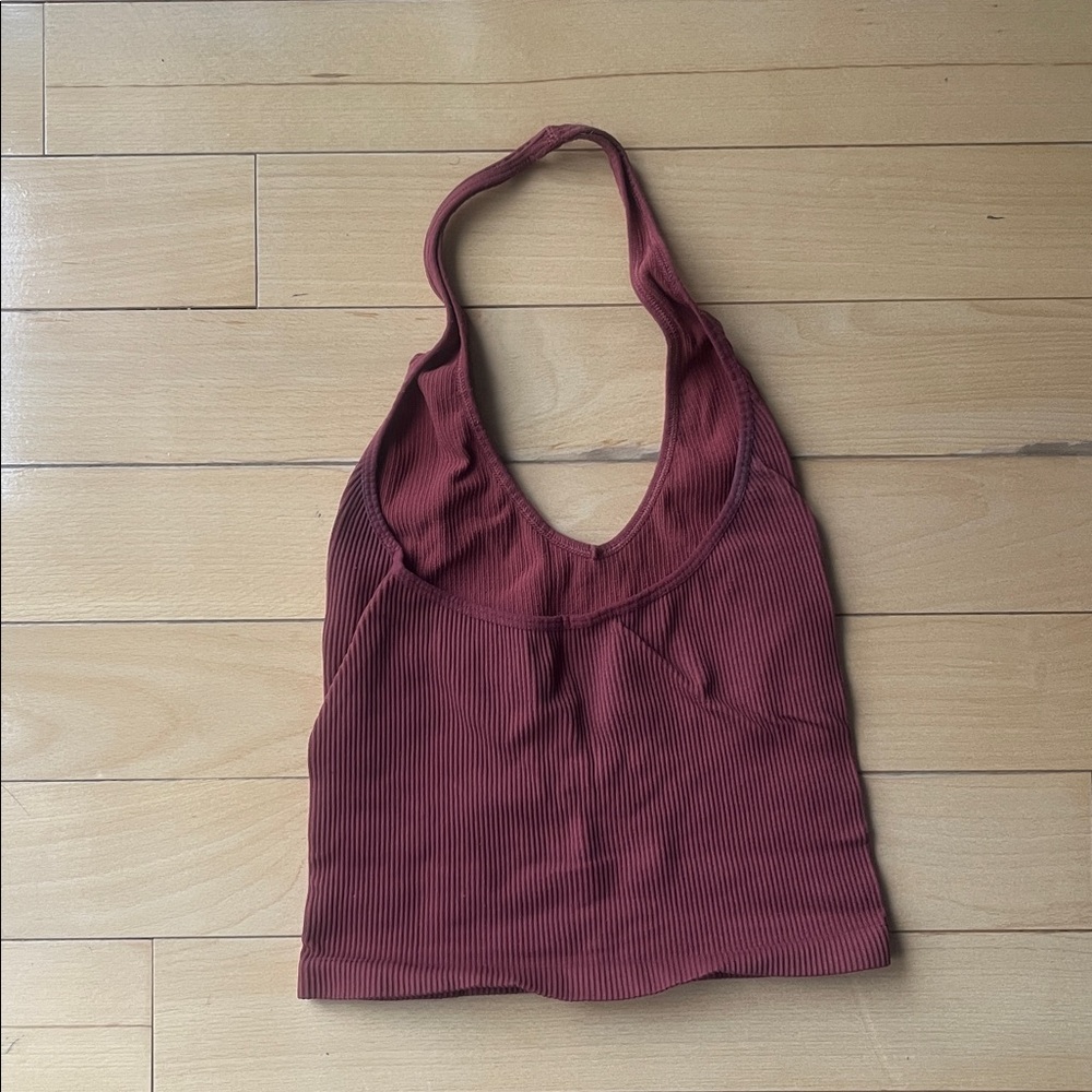 Urban Outfitters Out From Under Burgundy Jackie Seamless Cropped Halter Top - Picture 3 of 6